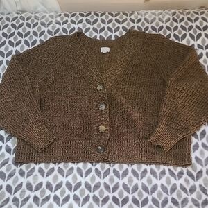 Cropped Oversize Brown Knit Sweater